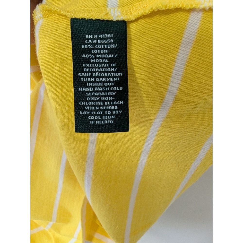 Lauren Ralph Lauren Womens Yellow White Striped Preppy Top with Crest Size L - Picture 6 of 10